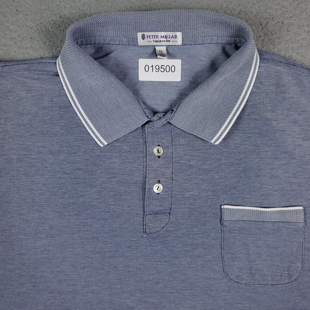 Peter Millar Polo Shirt Mens XL Blue Tailored Fit Golf Casual Short Sleeve ** - Picture 1 of 7